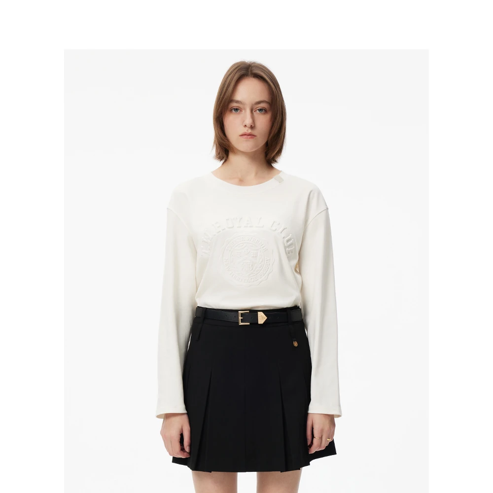 Teenie Weenie小熊立体凹凸压烫长袖T恤24年冬季新款TTLA244V04W