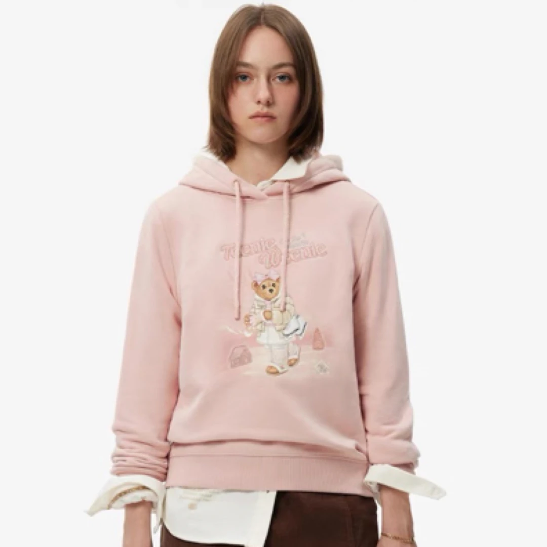 Teenie Weenie小熊卡通萌趣加绒卫衣冬季新款TTMW244V08T