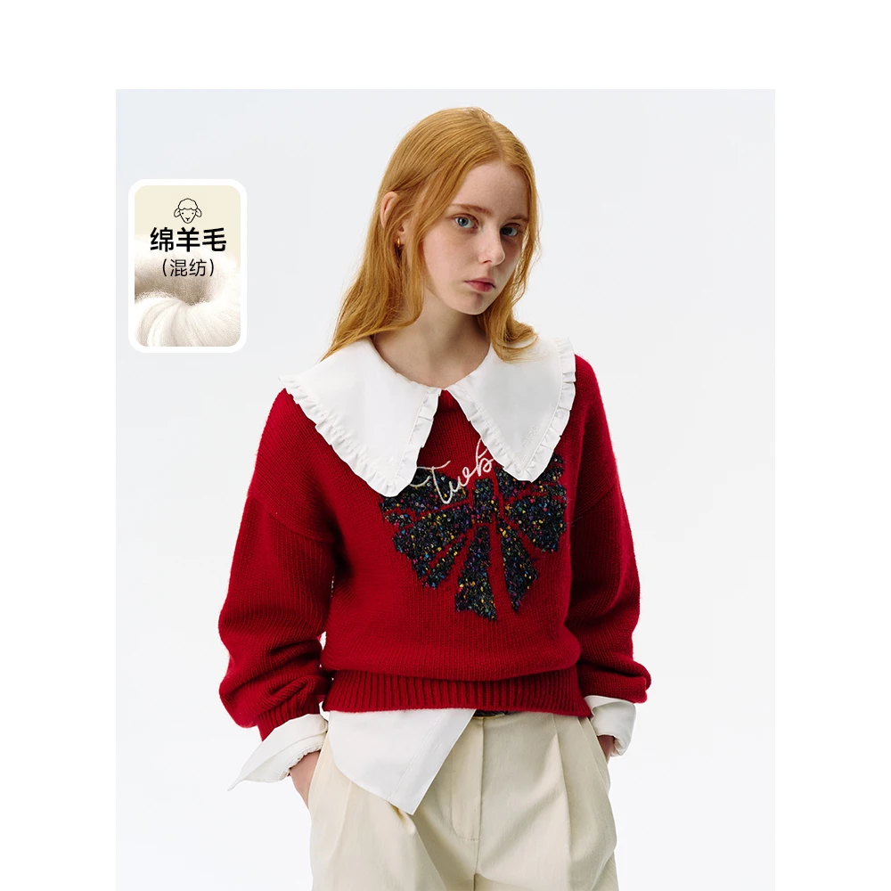 Teenie Weenie小熊毛衣女24年冬季新款TTKW244C07P