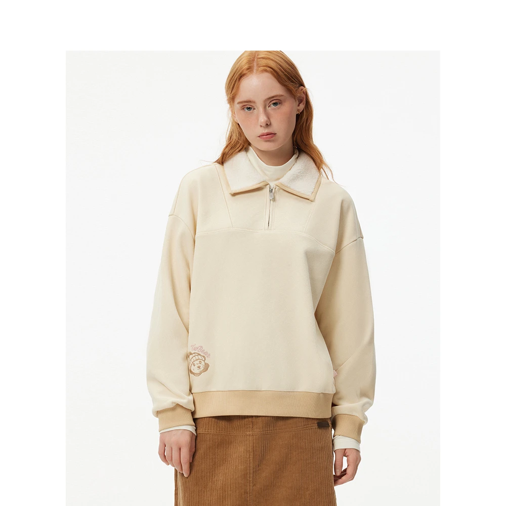 Teenie Weenie小熊冬季加绒卫衣女24年冬季新款TTMA244V03T