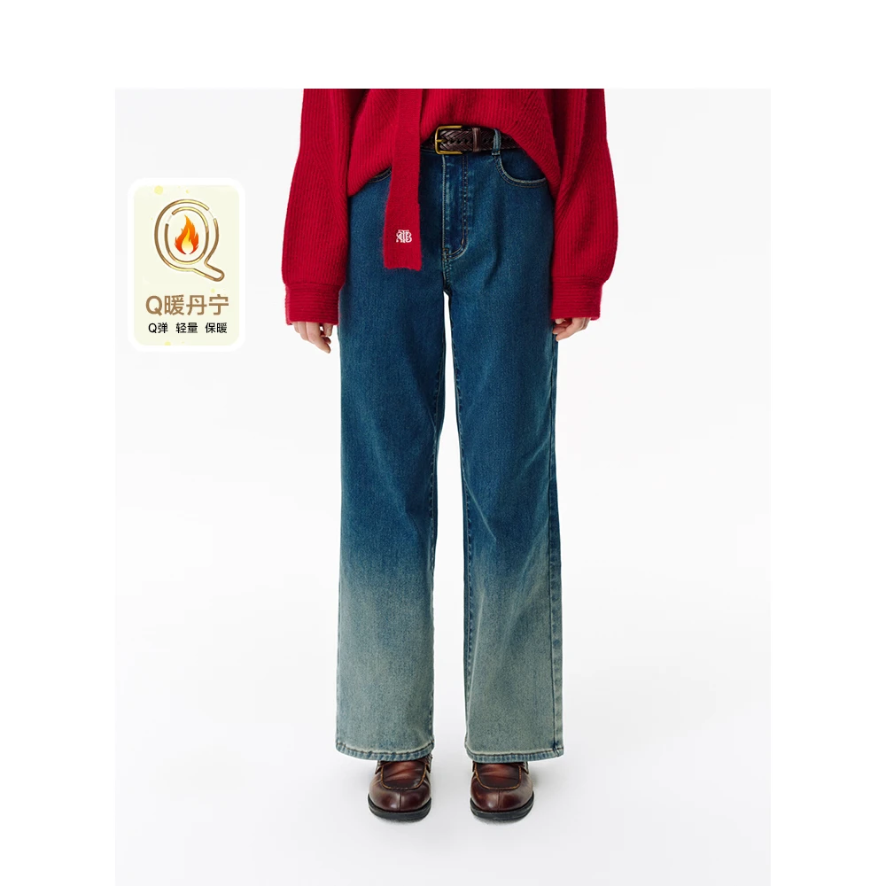 Teenie Weenie小熊加绒牛仔裤24年冬季新款TTTJ244C01P