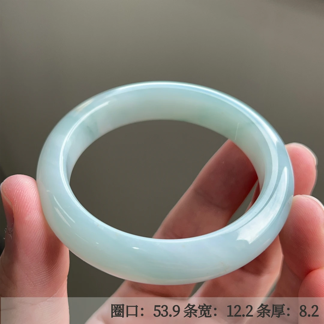 喜玉祥天然缅甸A货翡翠正圈手镯53.9圈口