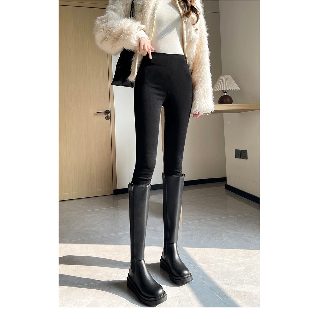2024新款韩版修身款黑色魔术裤外穿小脚裤加绒弹力打底裤靴裤秋冬