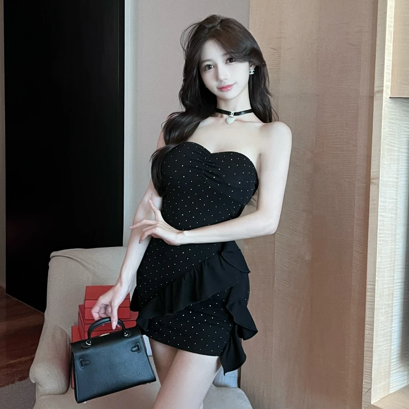 【店内热销】抹胸连衣裙设计感时尚气质收腰显瘦包臀短裙小众