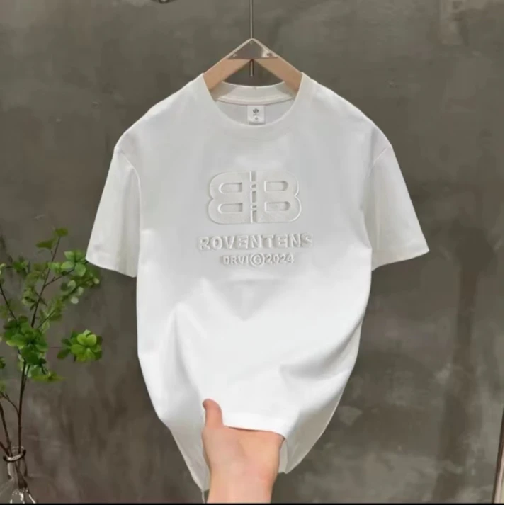 新款立体钢印【凹凸BB】字母休闲T恤