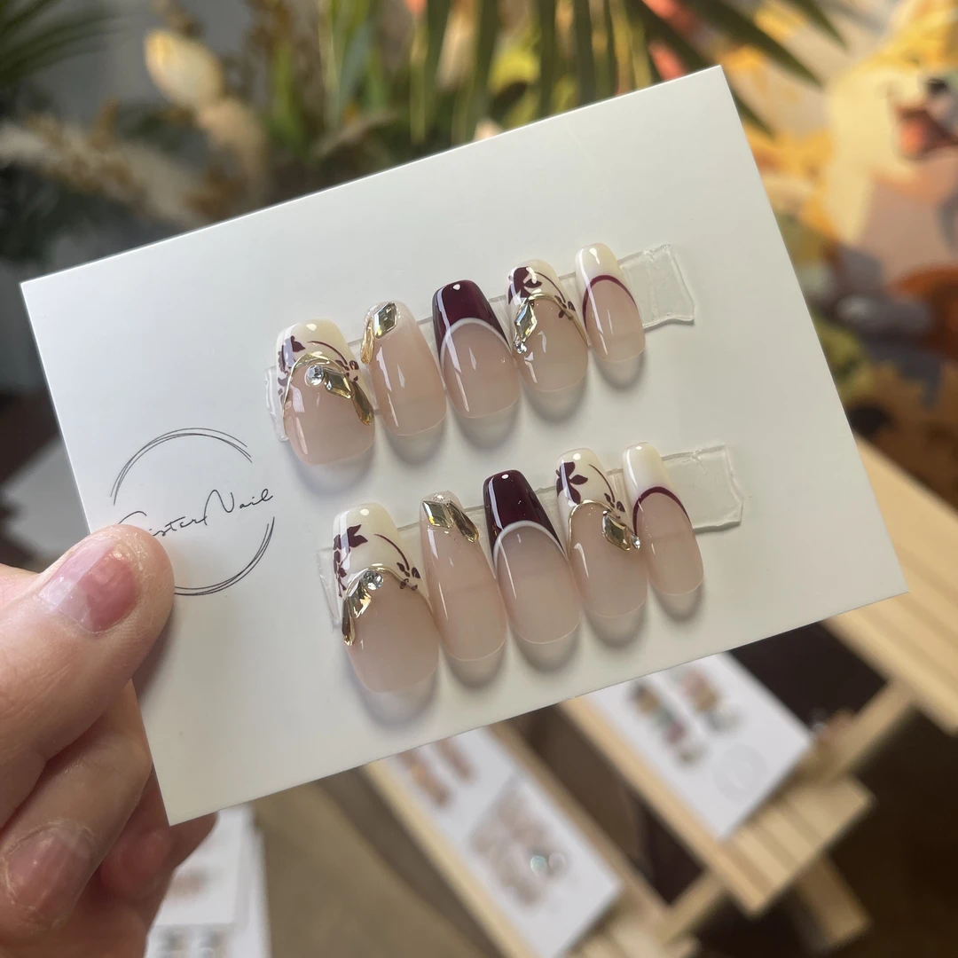 SISTER姐妹 好久不见 高定纯手工穿戴甲2025高级感法式美甲中长款