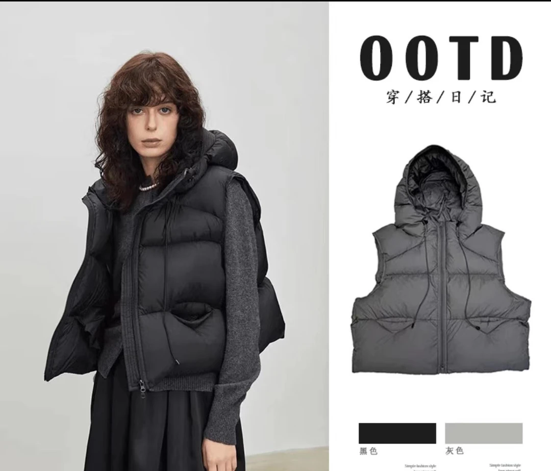 白鹅绒高阶品质轻柔泡芙蓬松连帽短款羽绒服爆款2024新款正品马甲