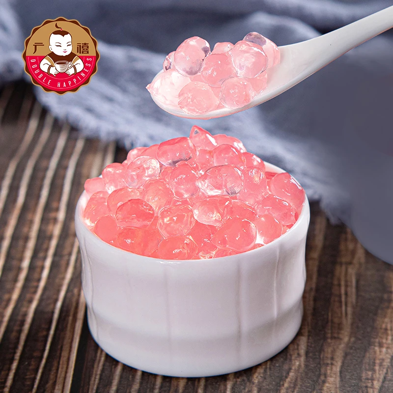 广禧水蜜桃寒天晶球500g 免煮晶球脆啵啵商用水果捞珍珠奶茶配料