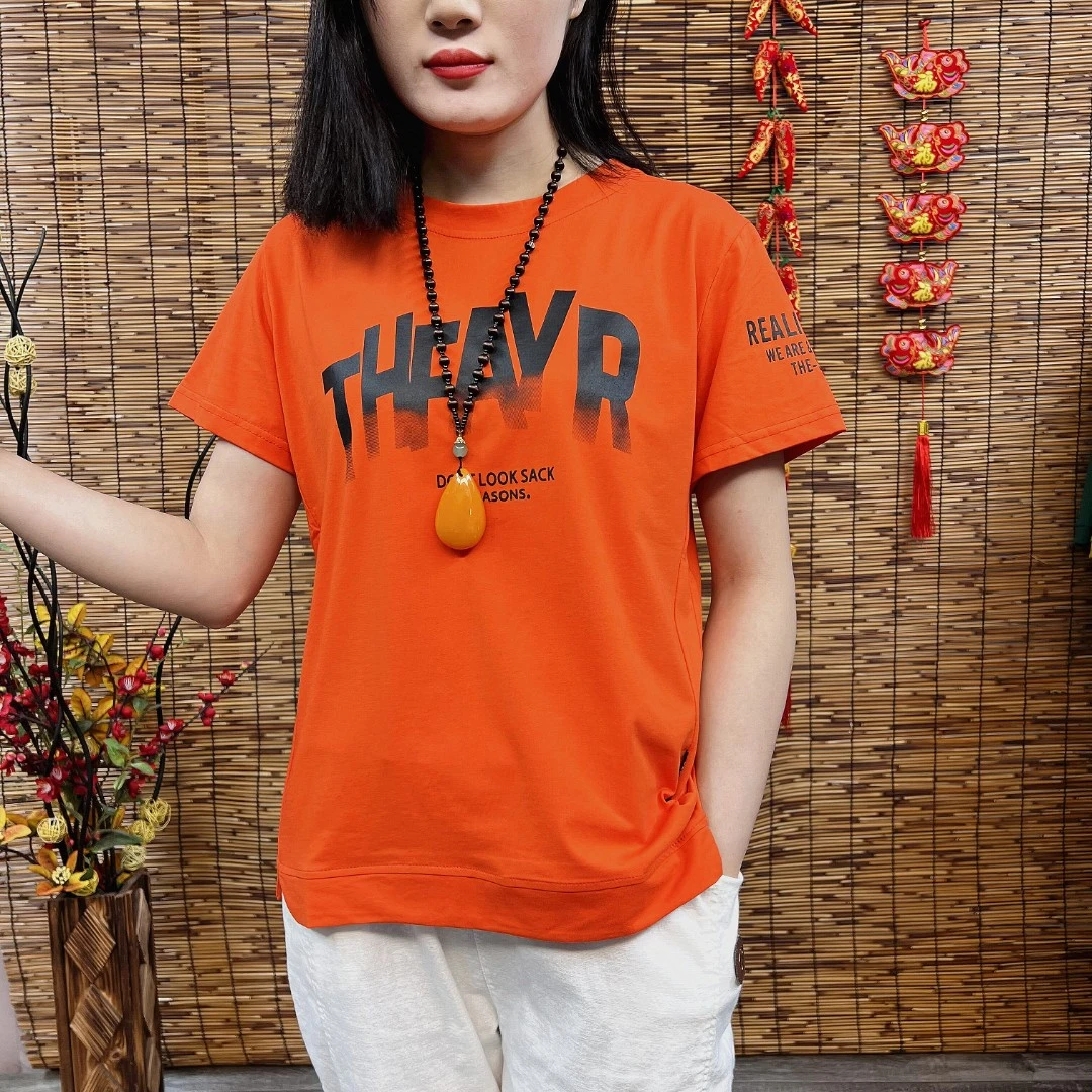 夏季新款纯棉T恤吸汗透气印花小衫潮流百搭圆领潮流休闲时尚T恤