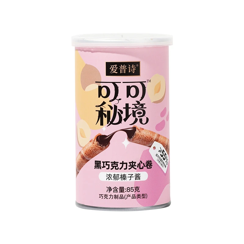爱普诗可可秘境黑巧克力夹心卷（榛子酱）85g