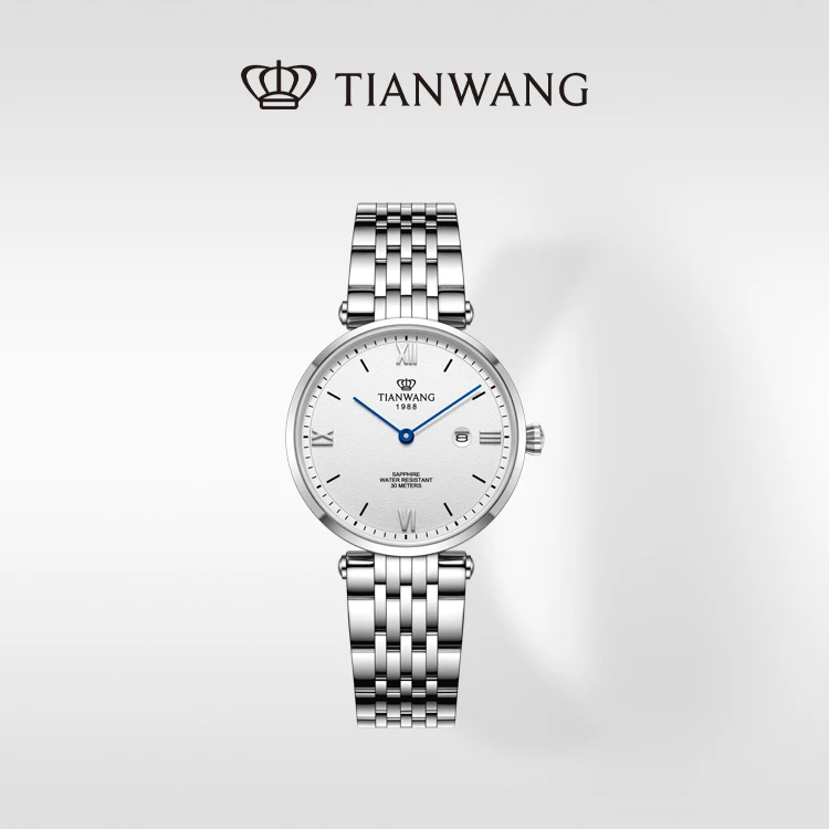 天王表博雅系列女士手表商场同款百搭情侣国表石英白盘钢带31285