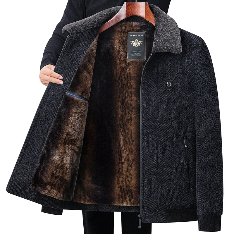 夹克男中老年冬季加绒保暖外套男装冬装茄克爸爸装加厚男士衣服男