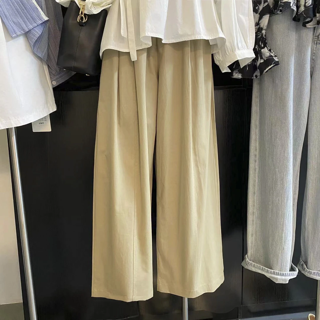 璎婲sᴀᴋᴜʀᴀ【休闲裤】金休闲简约净色透气松紧腰宽松显瘦百搭长裤
