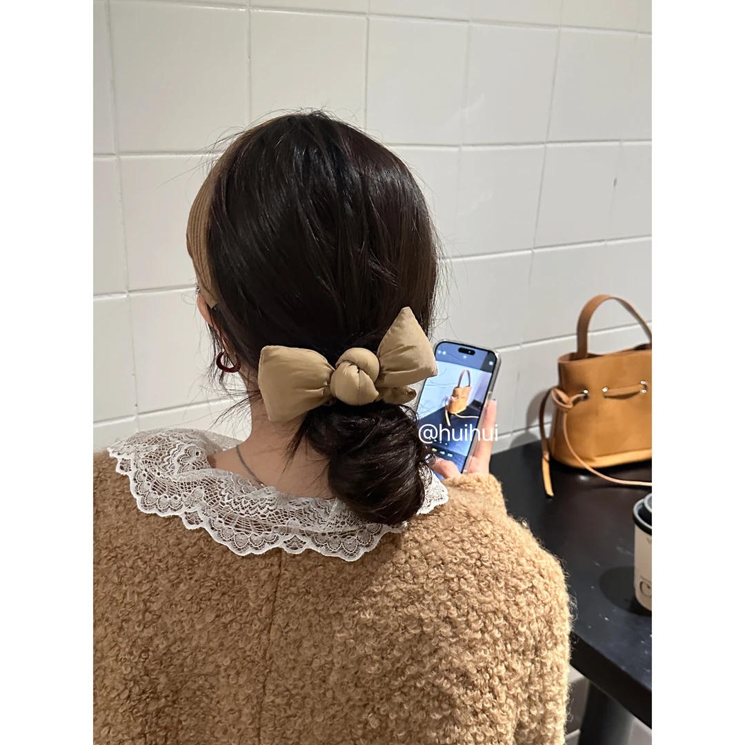 【HuiHui】韩国气质发饰发绳充棉蝴蝶结发圈时尚百搭头绳（A1257）