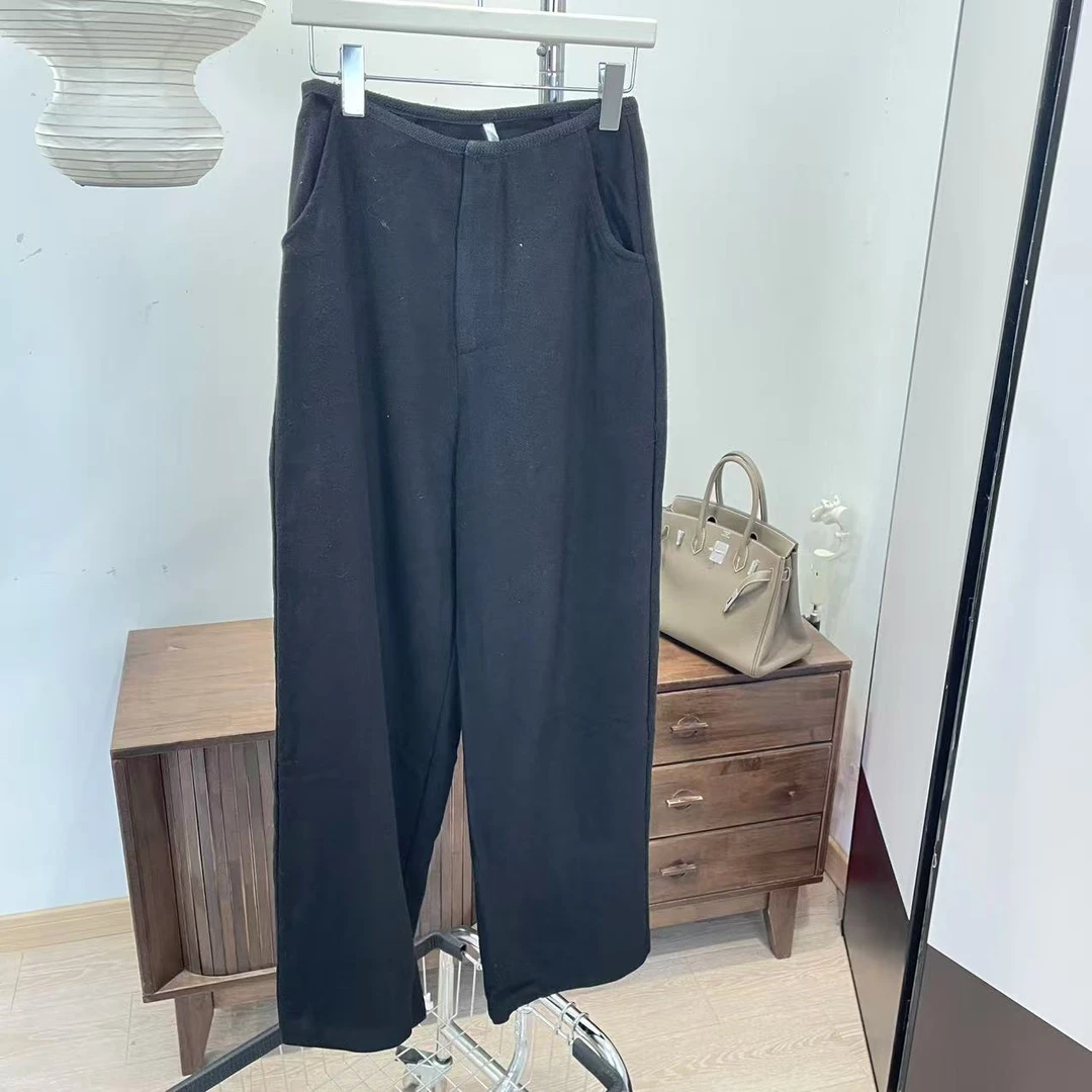 休闲裤-2346无腰头宽松直筒阔腿裤