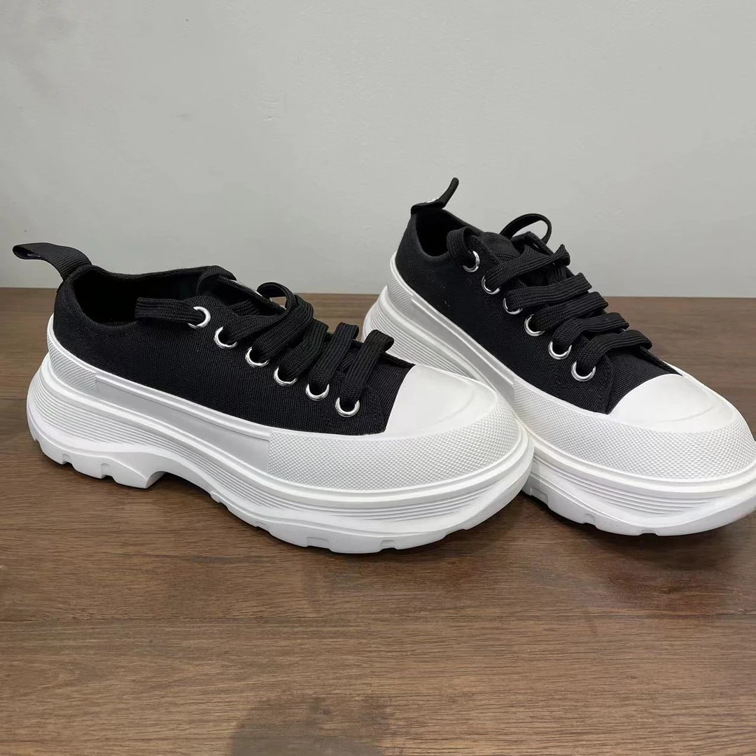 休闲鞋-6010 白厚底黑色拼接舒适