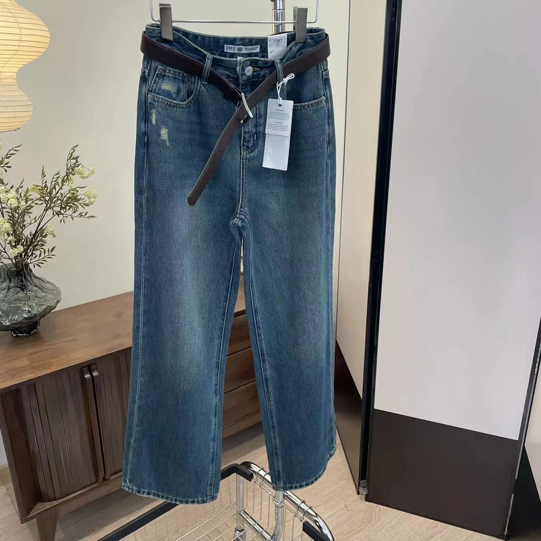 牛仔裤-67388破洞设计感潮流