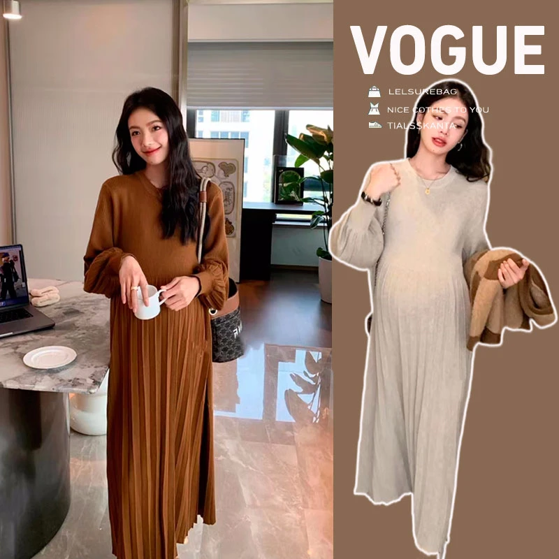 美兰「香雾浮影」孕期女装显瘦洋气孕妇装秋款连衣裙中长款通勤裙