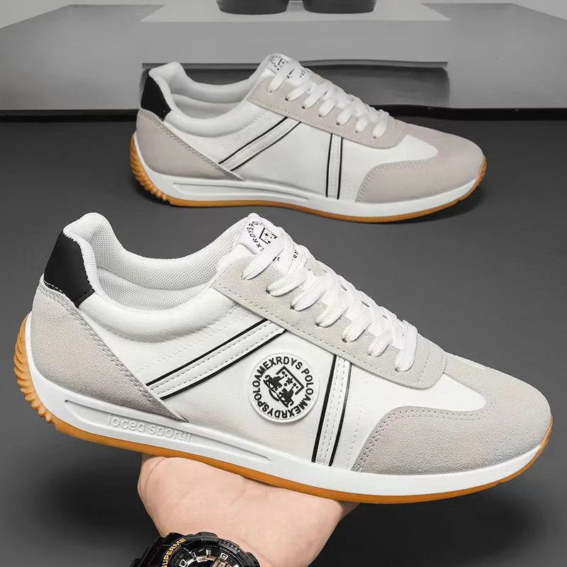 香港限定-男女同款秋季皮革拼接休闲鞋子一脚蹬阿甘鞋运动板鞋