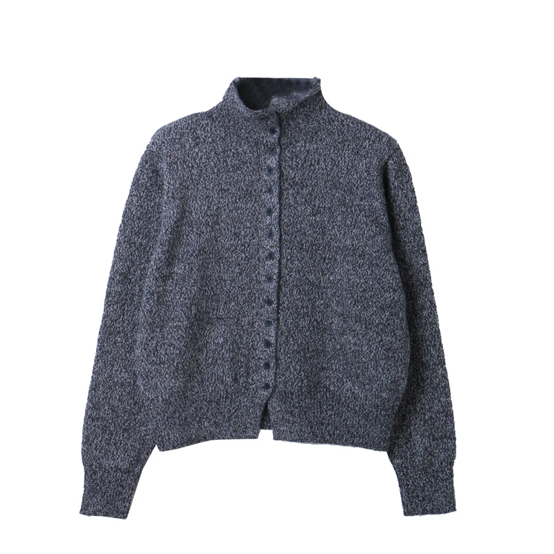 【小白】绵羊毛纯色软糯半高领一排扣长袖毛针织开衫毛衣外搭SY197