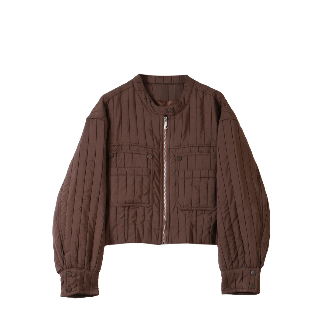 棉衣短外套2024秋冬新款竖条纹休闲棉衣外套夹克SY071