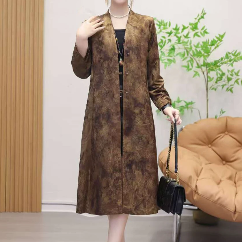 2024秋冬重磅高定复古风衣妈妈装新中式国风外套长款上衣气质