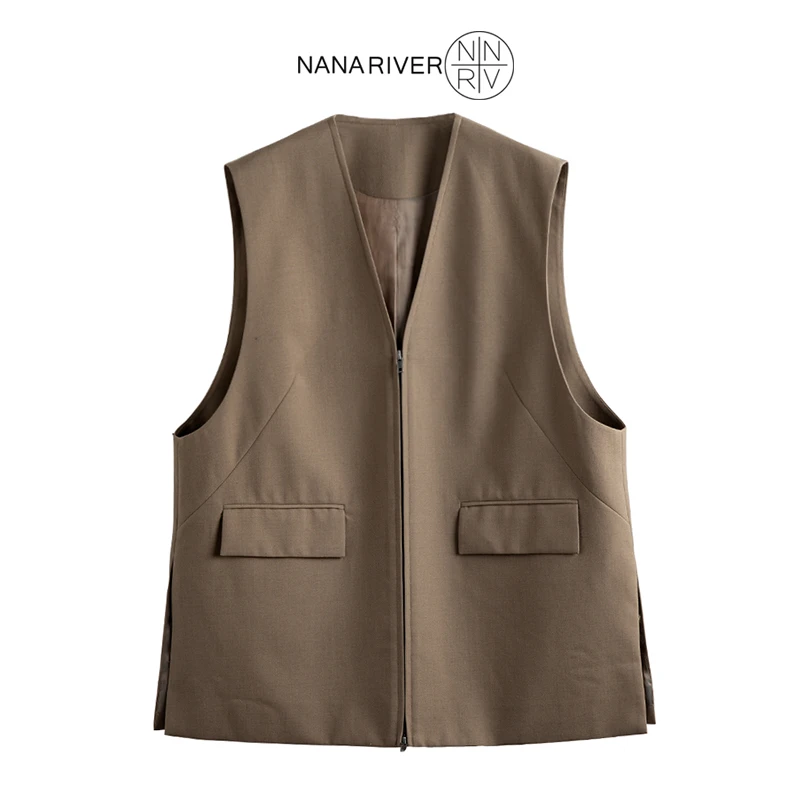 【空谷回声】进口羊毛马甲宽松马甲外套英伦风高端极简轻奢