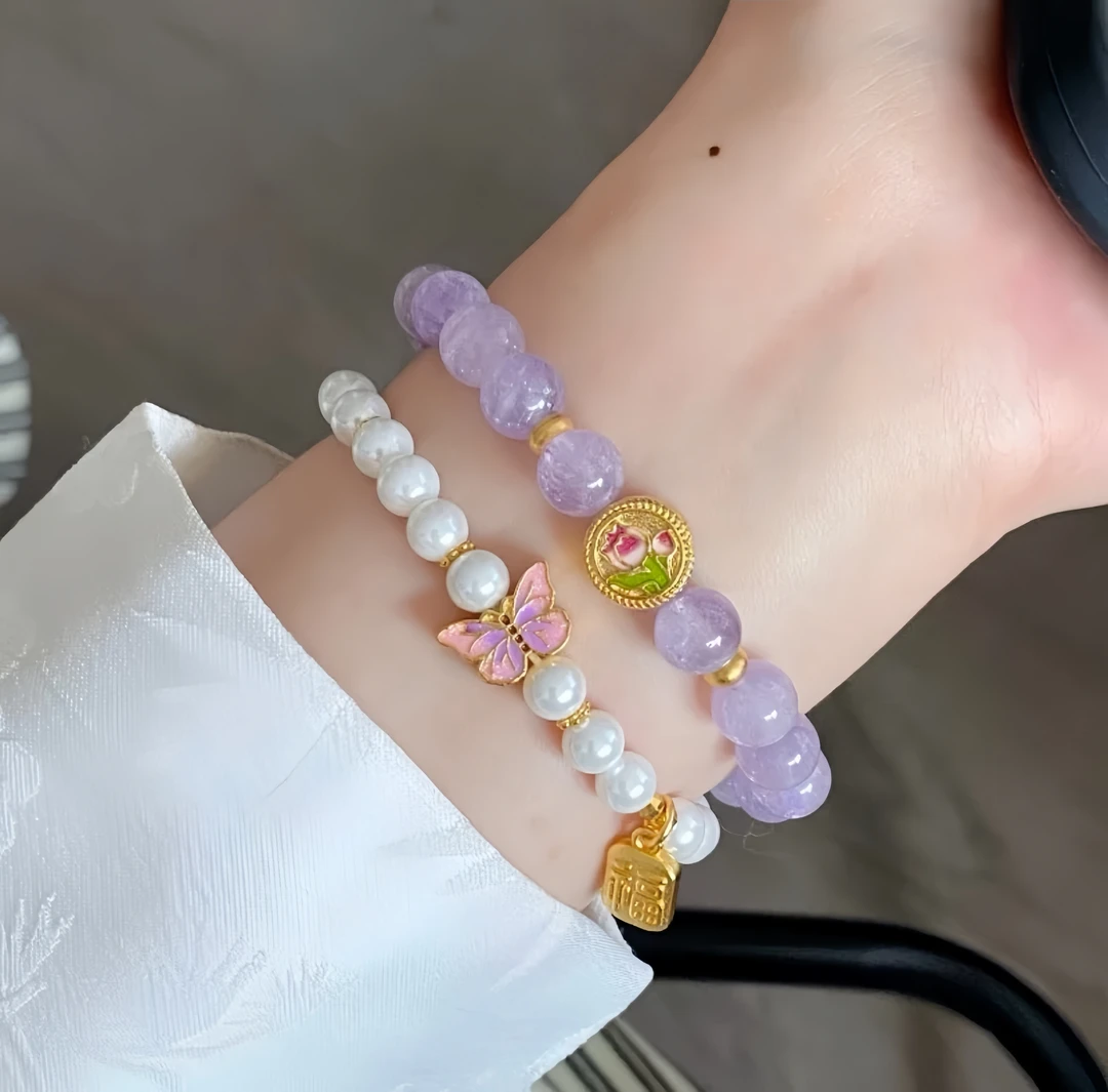 铜合金手链 珐琅彩莫奈花园手链轻奢时尚气质