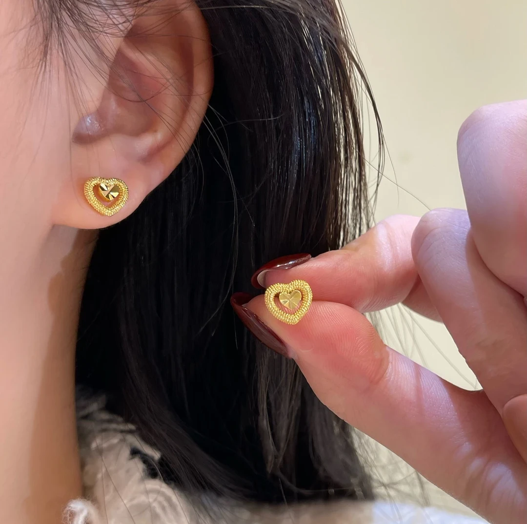 铜合金耳饰 003高品质ins爱心耳饰小众心心相印心形耳钉精致百搭