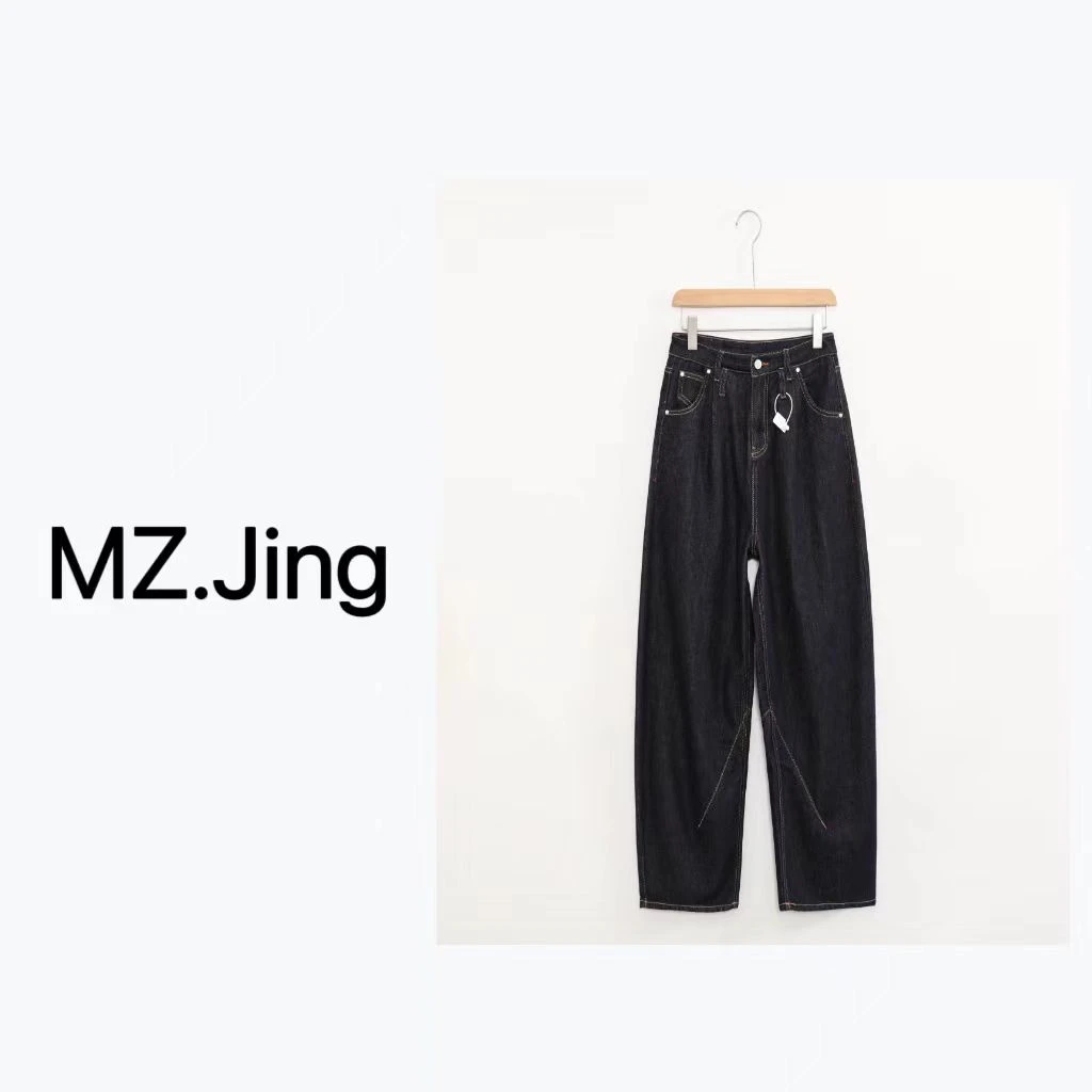 MZ•J−【不褪色牛仔】前拼接设计感满满休闲水洗弯刀裤-2345