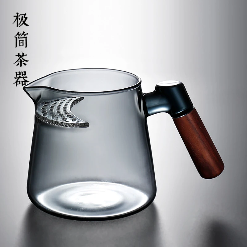 绿茶泡茶器加厚玻璃月牙公道杯茶漏一体分茶器过滤茶水分离泡茶壶