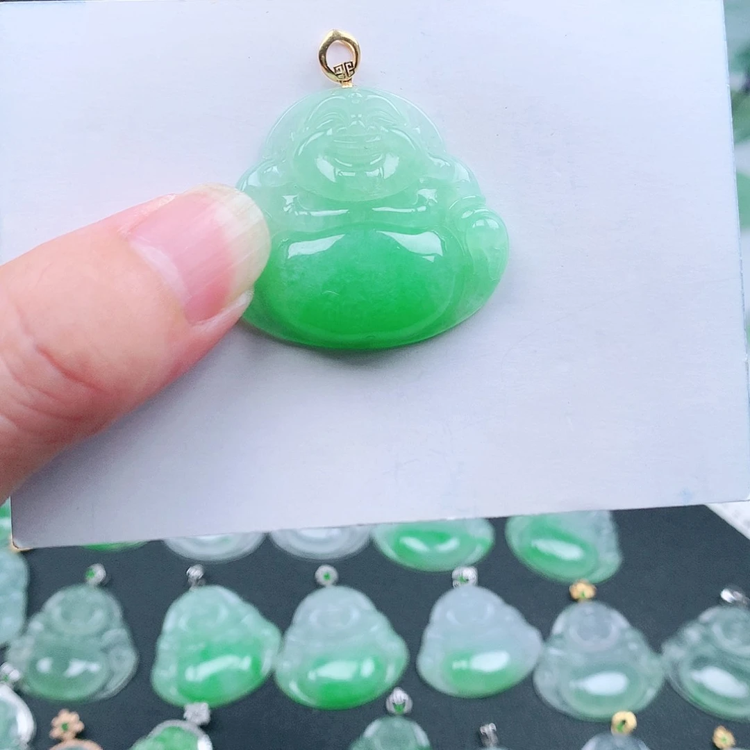 翡翠吊坠(不含链)18K金镶嵌