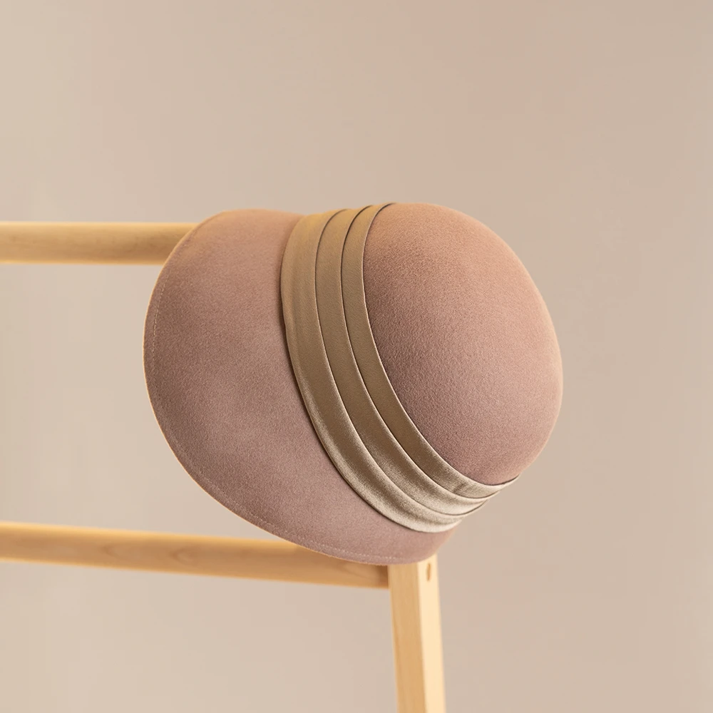 【SJ】2024秋冬优雅气质名媛毡帽时尚百搭不规则赫本羊毛盆帽女款潮