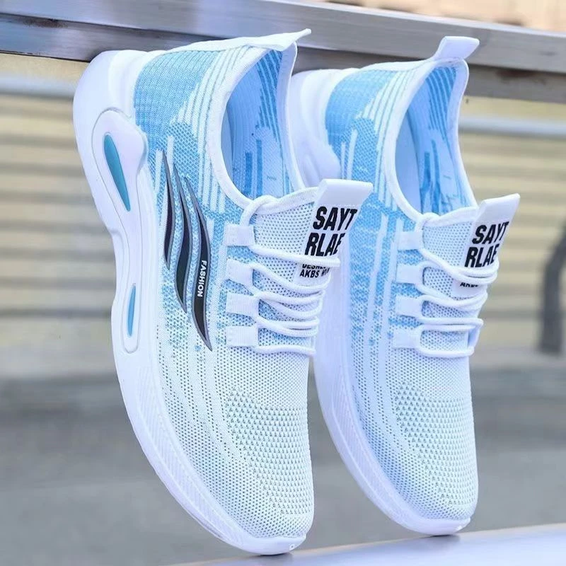 潮鞋夏季薄款网面跑步防滑男士防臭运动鞋轻便软底飞织鞋男休闲鞋