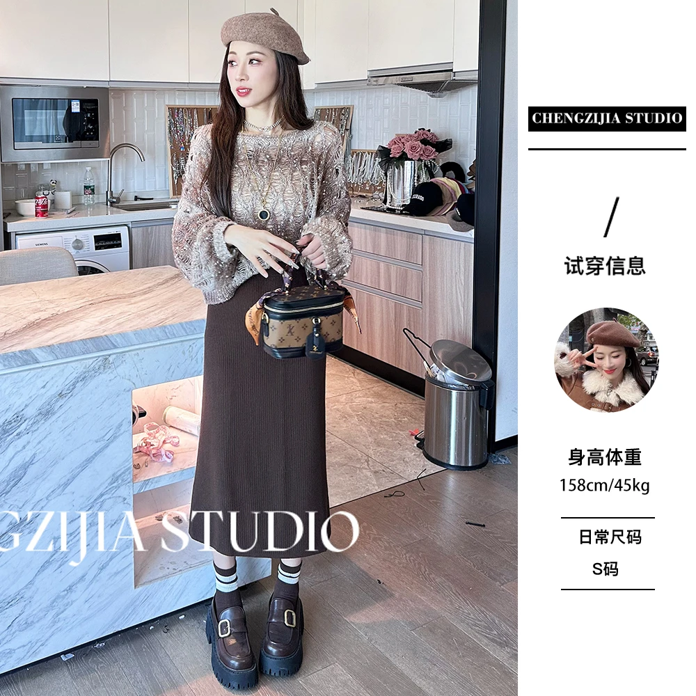 【裴诗婷】MY0448慵懒风麻花镂空毛衣