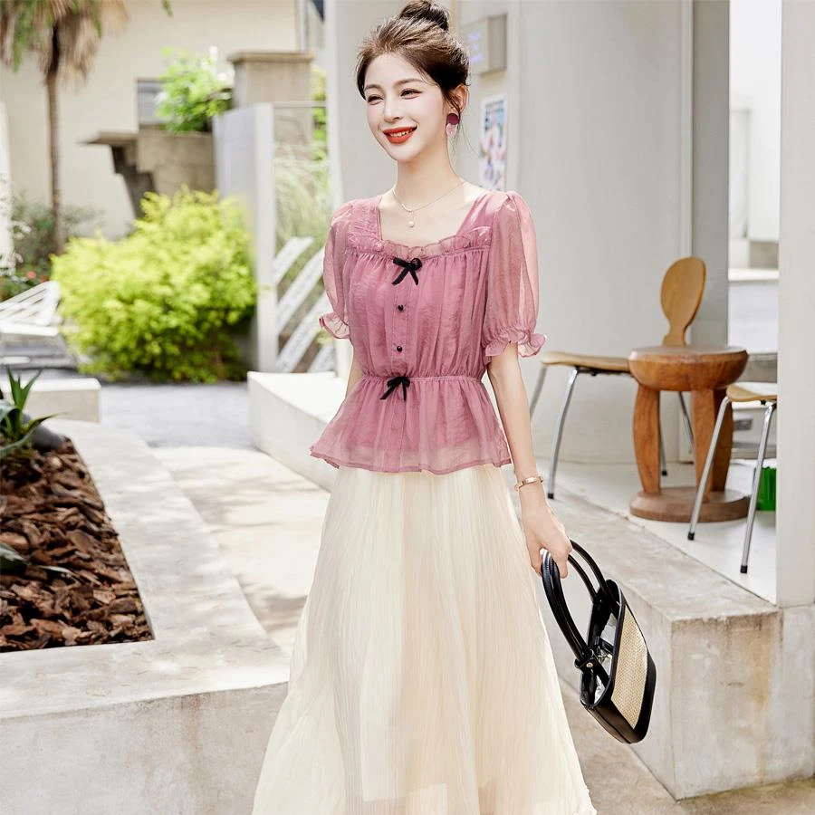 裙子夏装成套搭配雪纺套装女夏天新款洋气感夏季减龄两件套裙装