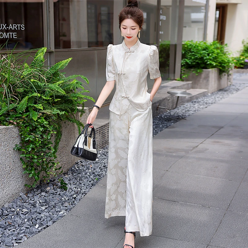 新夏季国风名媛洋气套装女2024夏装贵夫人时尚冰丝高端大气两件套