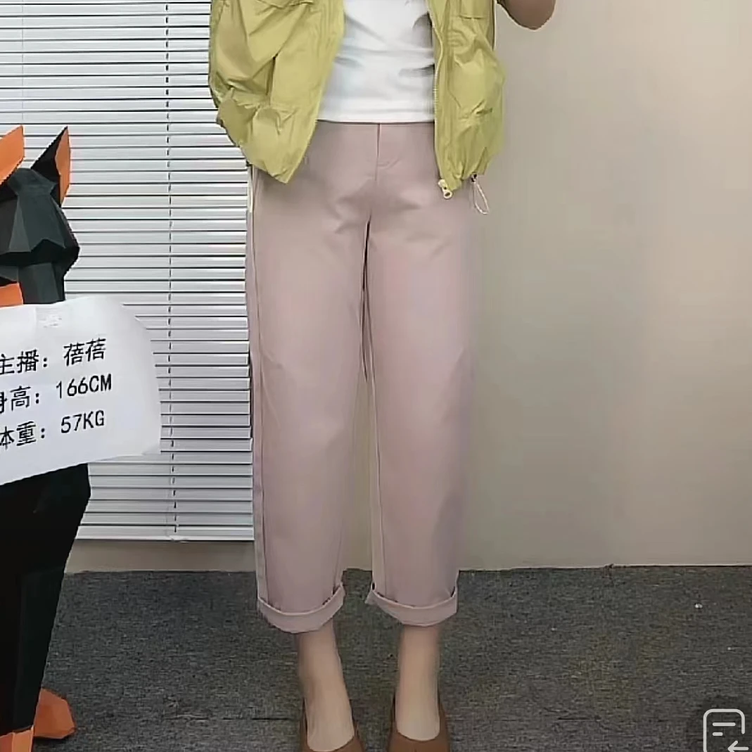 新款简约女裤时装哈伦裤春季新款九分裤休闲百搭速干舒爽直筒裤