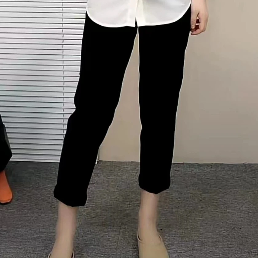 四面弹标杆西裤舒适直筒九分韩版气质时尚休闲裤百搭宽松显瘦女裤