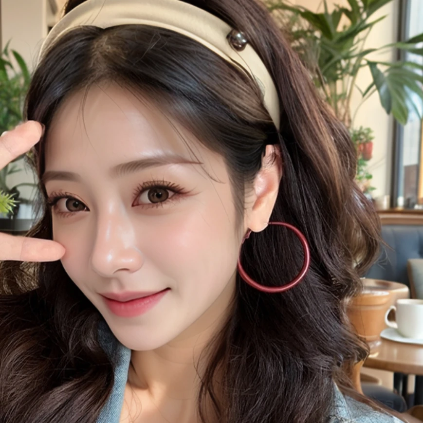 合金耳饰 气质时尚百搭复古欧美简约夸张大耳圈ins个性素圈冷淡风