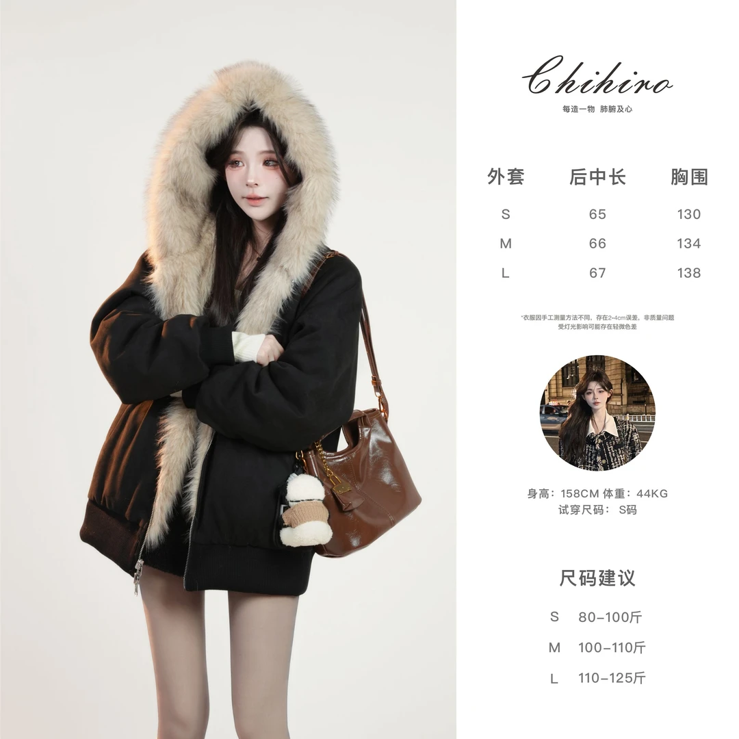 「旷野之上」【千寻好物】正反两穿长袖拉链连帽外套女秋冬季美式复古