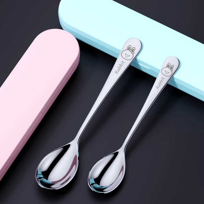 316不锈钢可爱勺子餐勺个性汤匙调羹宝宝喂饭勺上班族干饭钢勺