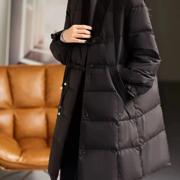 设计师款国风盘扣系列轻盈保暖羽绒服女