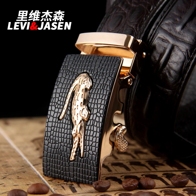 高端品质皮带男真皮青年自动扣鳄鱼纹头层牛皮商务正装中年裤腰带