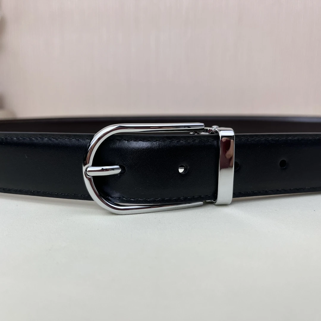 高端黑色男士皮带真皮针扣纯牛皮裤带美式商务正装青年西装裤腰带