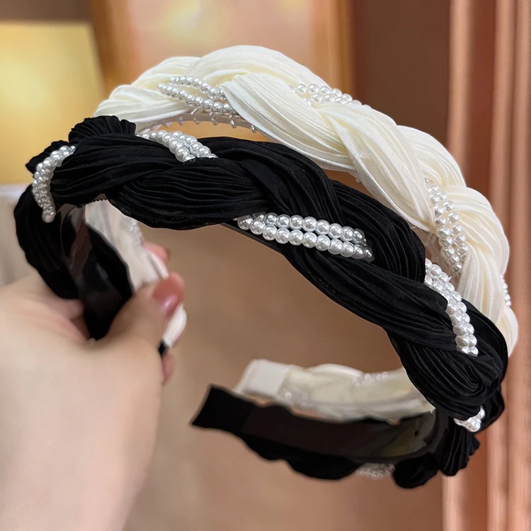 2024新款高颅顶麻花辫发箍女头箍压发卡发捆头饰发旅四季百搭