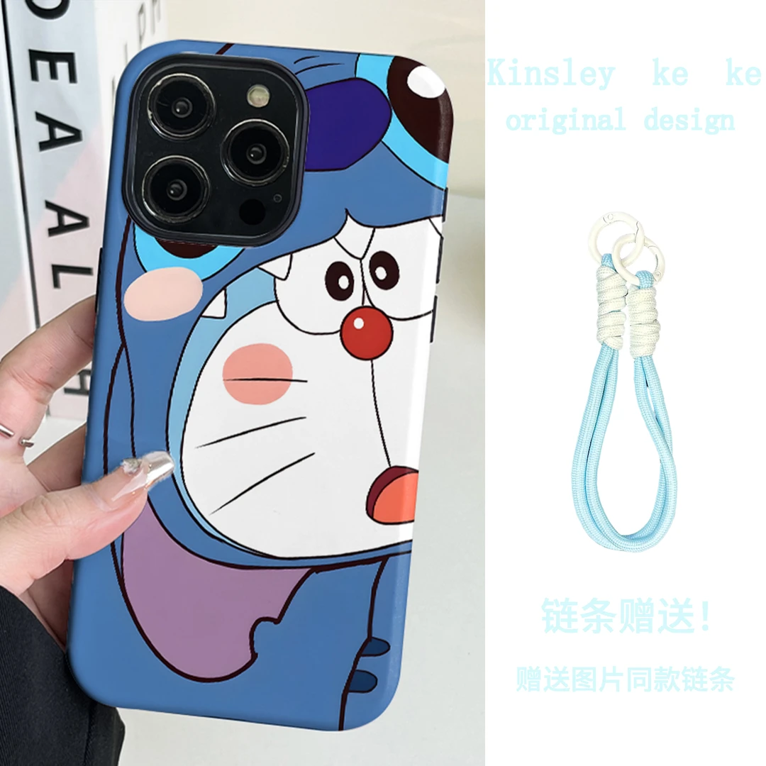 哆啦A梦二合一磨砂菲林黑色适用苹果华为OPPO荣耀VIVO手机壳