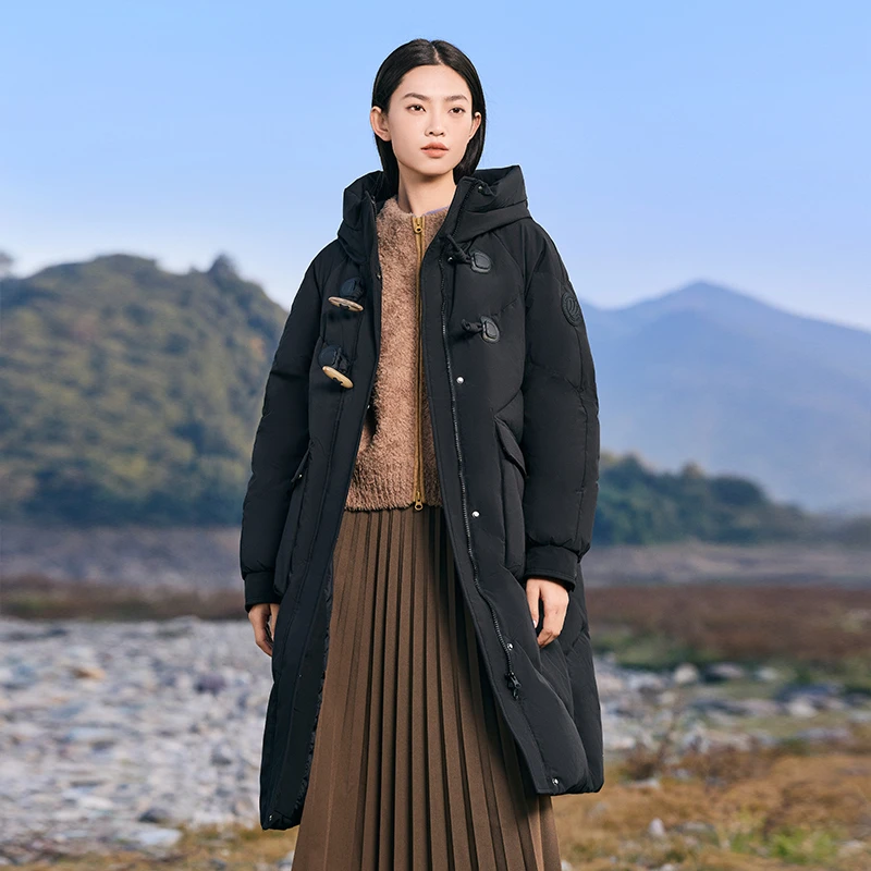 波司登冬季新款时尚休闲艺术生中长款连帽宝藏羽绒服B30145922XS