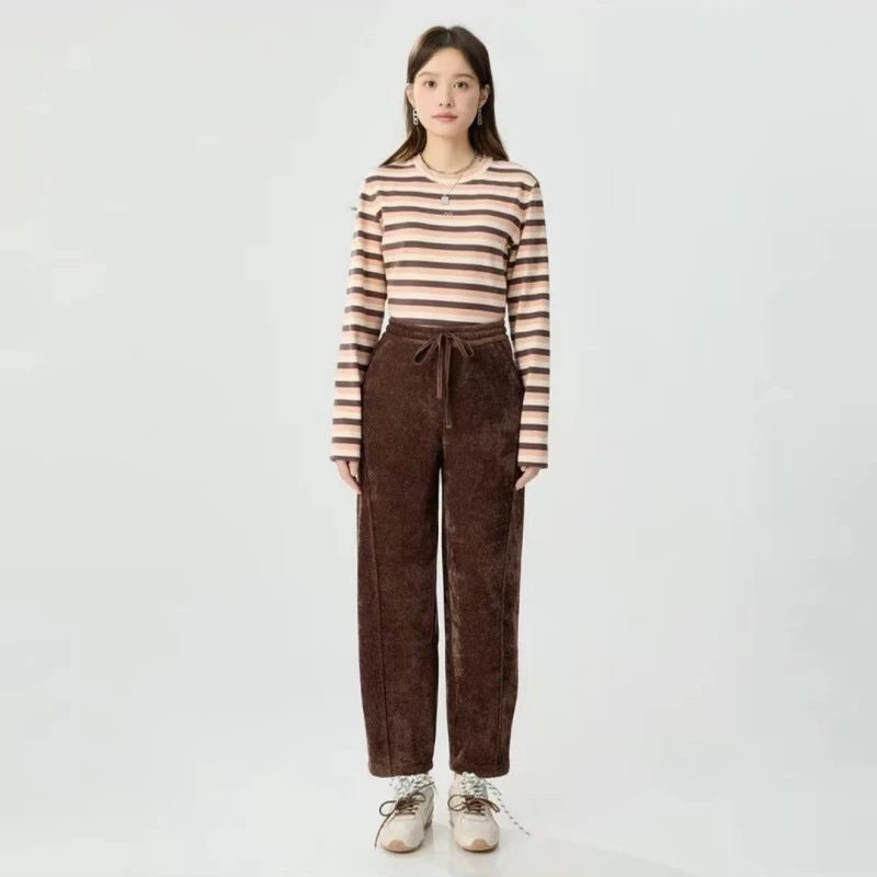 GIRDEAR/哥弟雪尼尔百搭显瘦通勤保暖加绒香蕉裤1100480-7110833