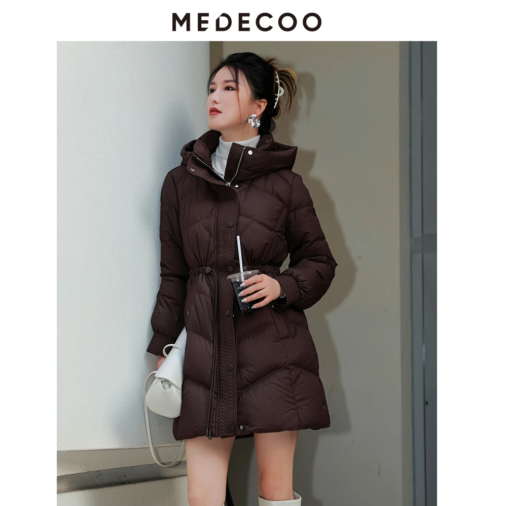 MEDECOO/墨蒂珂冬季新款连帽鹅绒保暖羽绒服宽羽绒外套 TID11307
